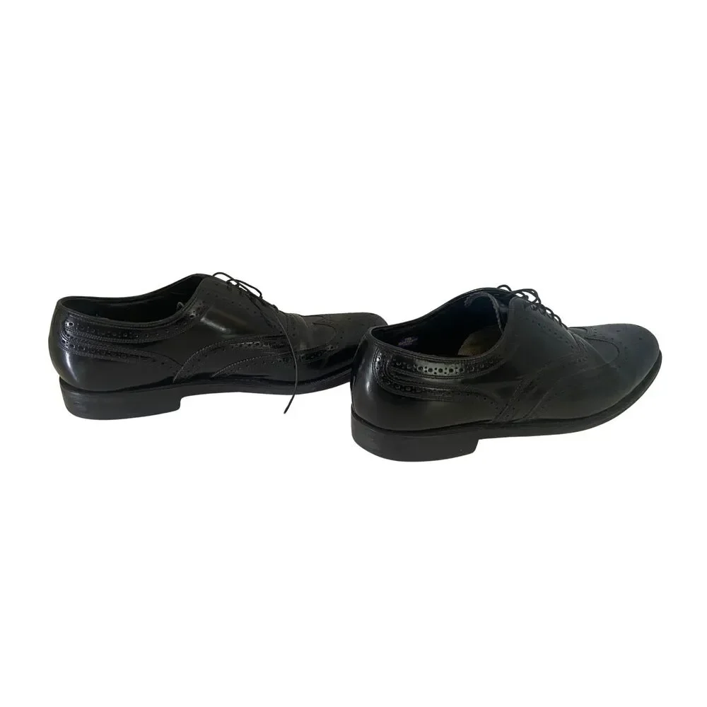 Florsheim VTG Black Pebbled 8D Imperial Wingtip Dress Shoes #20381 Lace Up